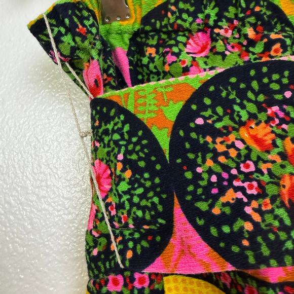 Vtg 60s Barkcloth Skirt Womens Multi Floral Slit Mr B Of California 37" Waist - Picture 7 of 10